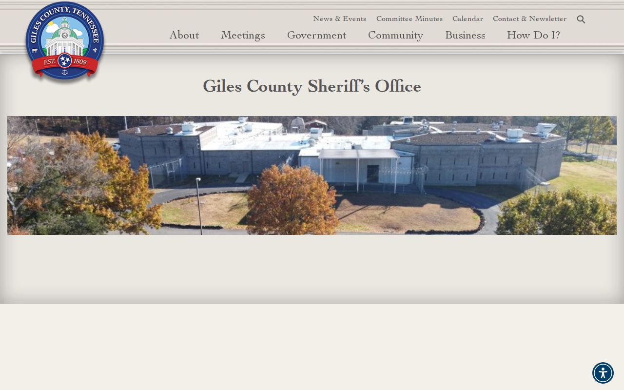 Giles County arrest records source on the sheriff and jail page