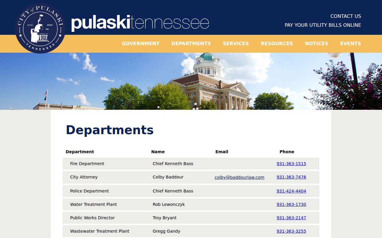 Pulaski criminal records department directory