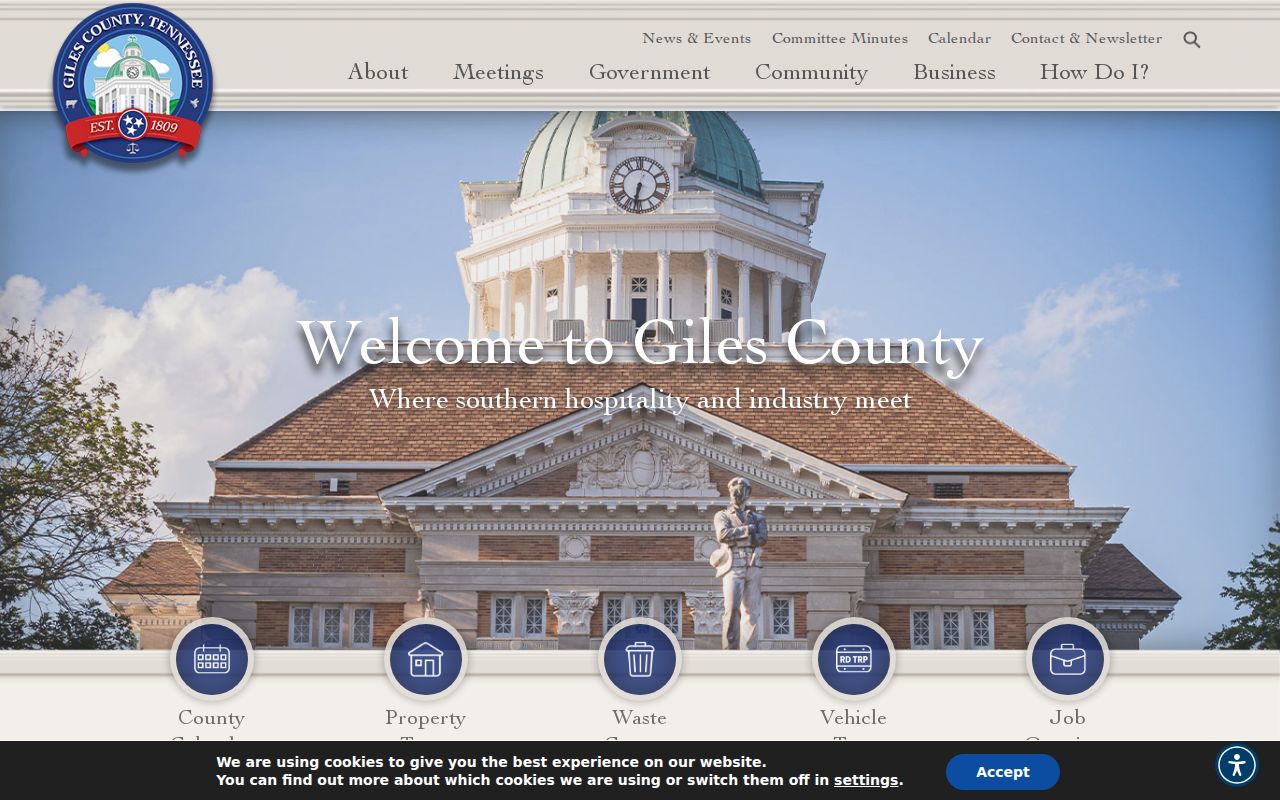 Giles County government gateway for court, sheriff, and public record offices