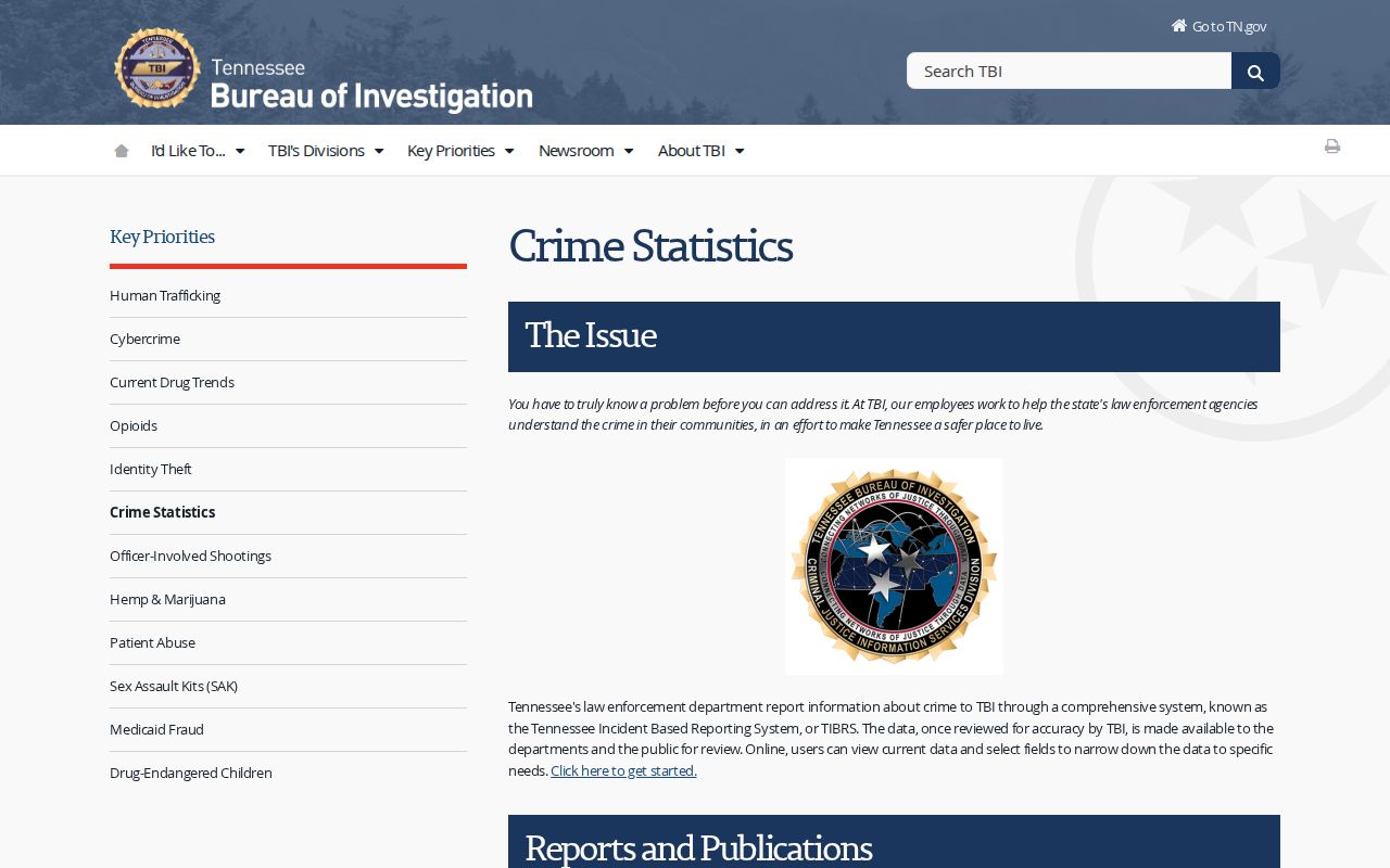TBI Tennessee crime statistics program information